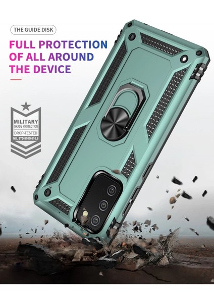 Samsung Galaxy A02S Kılıf Sofya Yüzüklü Silikon Kapak - Yeşil