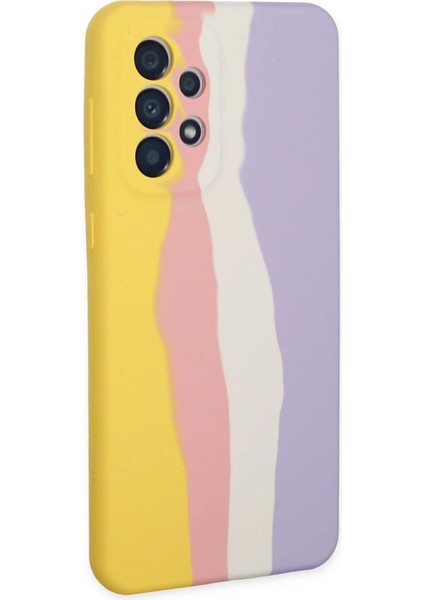 Samsung Galaxy A53 5g Kılıf Ebruli Lansman Silikon - Sarı-Mavi modelleri