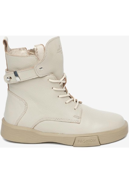 Kadın Ekru Hakiki Deri Sneaker Bot 4K2SB30900