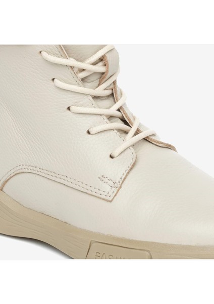 Kadın Ekru Hakiki Deri Sneaker Bot 4K2SB30900
