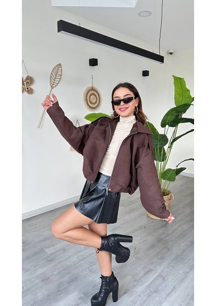 Taba Süet Apoletli Balon Kadın Ceket fiyatları