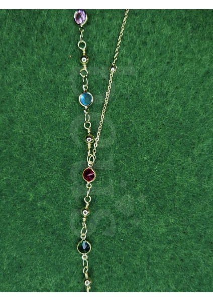 - Renkli Zirkon Taşlı Sallantılı Gold Kaplama Çelik Y Kolye modelleri