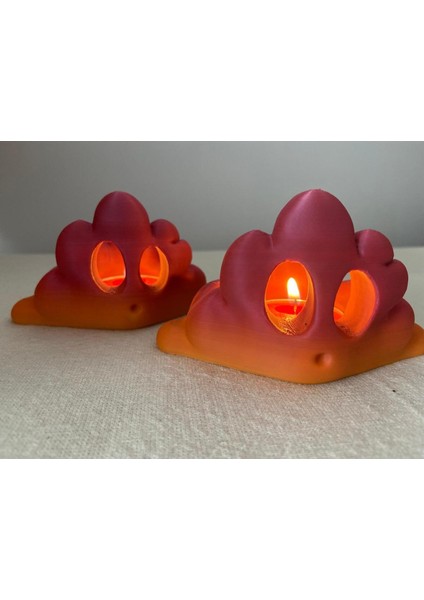 Yanında LED Mum Hediyeli 3D Tasarım Tealight Mumluk – Dekoratif Renkli Bulut Mumluk fiyatları