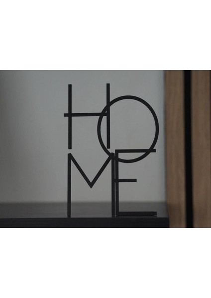 Home Yazılı Dekoratif Aksesuar – Siyah Metal Görünümlü, Masa Üstü Süs Eşyası (2 Adet)