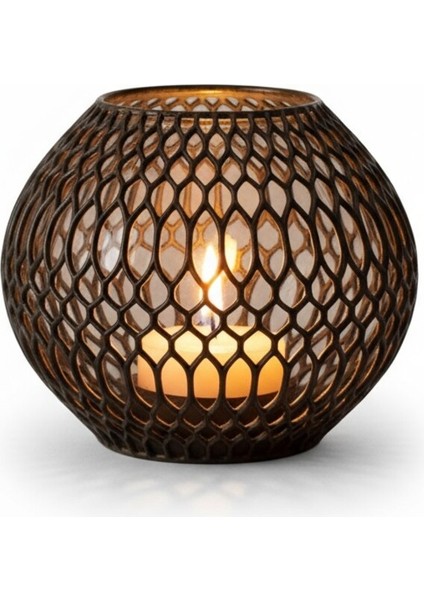 Dekoratif Tealight Mumluk – Geometrik Desenli Gölge Efektli Tasarım