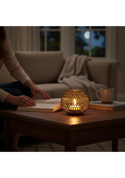 Dekoratif Tealight Mumluk – Geometrik Desenli Gölge Efektli Tasarım fiyatları