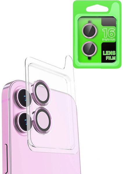 Iphone 16 Plus Raze Metal Kamera Lens - Pembe