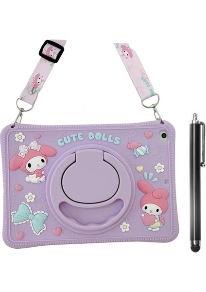 Apple iPad 7.nesil 10.2 Inç A2197 A2198 Uyumlu Cute Dolls Askılı Standlı Tablet Kılıfı+Tablet Kalemi+Kırılmaz Cam Ekran Koruyucu fiyatları