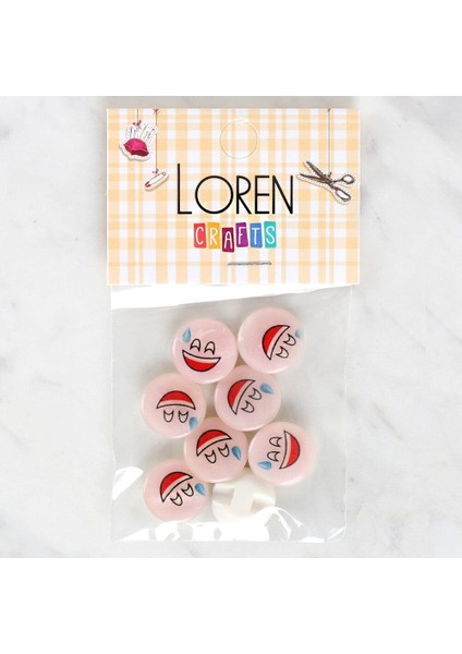 Loren Crafts 8'li Gülen Yüz Düğme - 1017