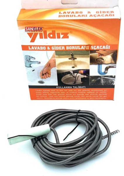 Lavabo ve Gider Boru Açacağı Lavabo Tıkanıklık Açma Sustası 8 Metre