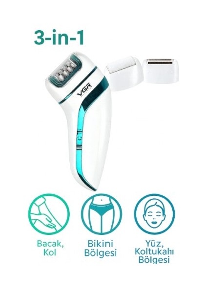 Profesyonel 3 Başlıklı Epilasyon Aleti