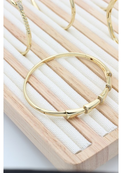 Stil Incisi/xupıng Jewelry Timsah Sırtı Zirkon Taşlı Kelepçe