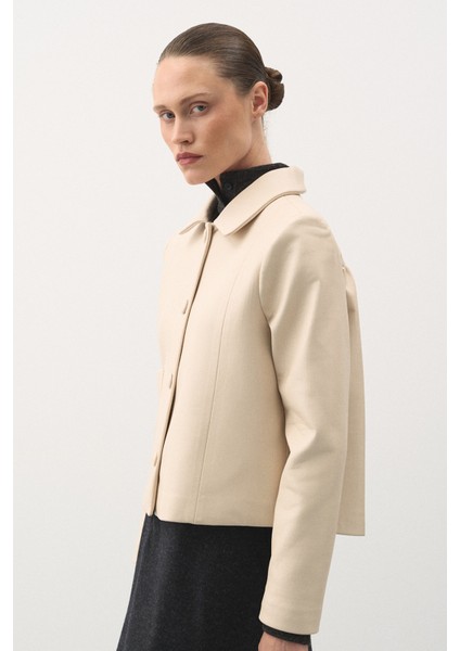 Kısa Deri Ceket Bej indirimleri