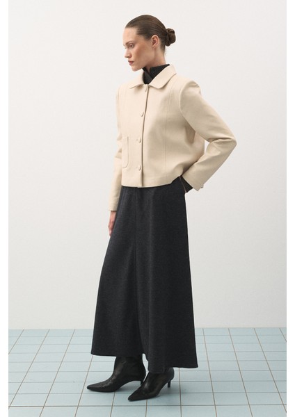 Kısa Deri Ceket Bej