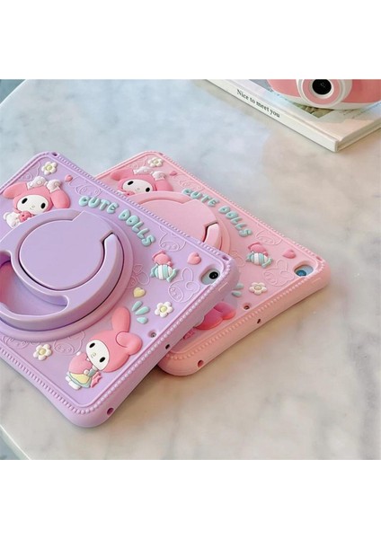 Lenovo Tab TB311FU 10.1 Inç Uyumlu Cute Dolls Askılı Standlı Tablet Kılıfı+Tablet Kalemi+Kırılmaz Cam Ekran Koruyucu