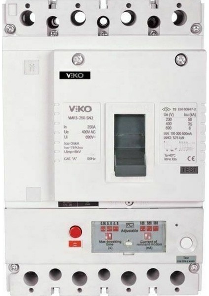 4X250 Amper 4 Kutuplu 35KA Kaçak Akımlı Kompakt Şalter Vmr3-