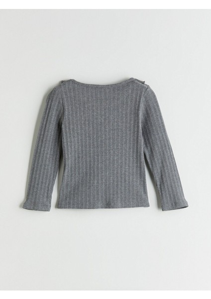 Uzun Kollu Dokulu Kız Çocuk Tişört modelleri