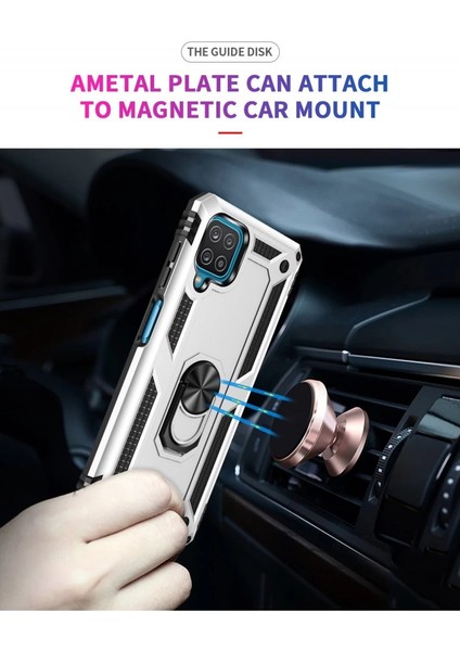 Samsung Galaxy A22 Kılıf Sofya Yüzüklü Silikon Kapak - Gümüş