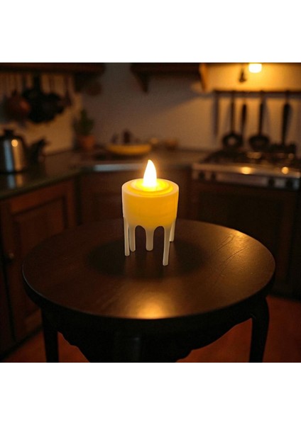 Akan Damla Efektli Dekoratif Mumluk LED Mum Hediyeli Sarı Modern Şamdan Obje fiyatları