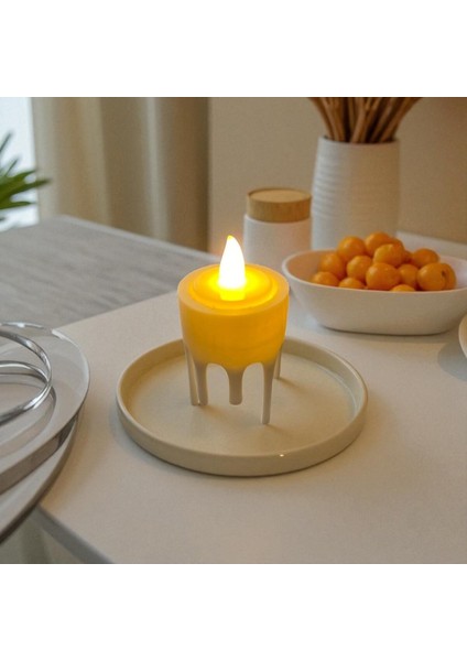 Akan Damla Efektli Dekoratif Mumluk LED Mum Hediyeli Sarı Modern Şamdan Obje modelleri