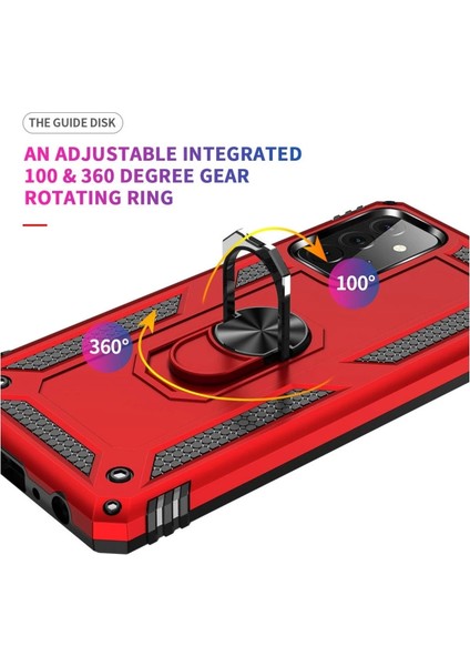 Samsung Galaxy A72 Kılıf Sofya Yüzüklü Silikon Kapak - Kırmızı