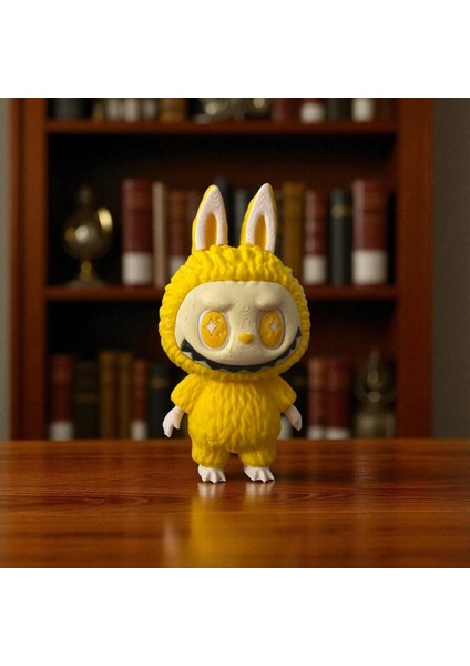 Labubu Figür - El Yapımı Koleksiyon Figürü - Dekoratif Tasarım Oyuncak - Sarı