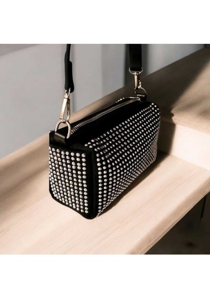 Suni Deri ,şık Gümüş Renkli Taşlı, Zincirli ve Askılı, Küçük Boy Çantası 14*20 fırsatları