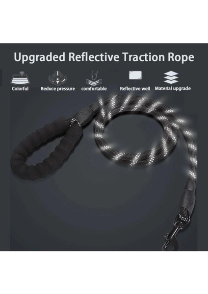 Köpekler Için Gezdirme Tasması Reflektörlü 130 cm Halat Orta ve Büyük Boy Köpekler Için Siyah modelleri