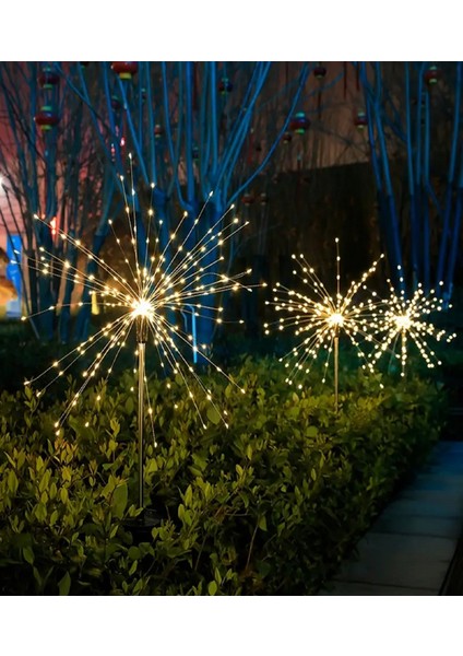 2 Li 40 Tel 120 LED Güneş Enerjili 8 Mod Solar Animasyonlu Bahçe Balkon Parti Süsleme Peri LED Topu