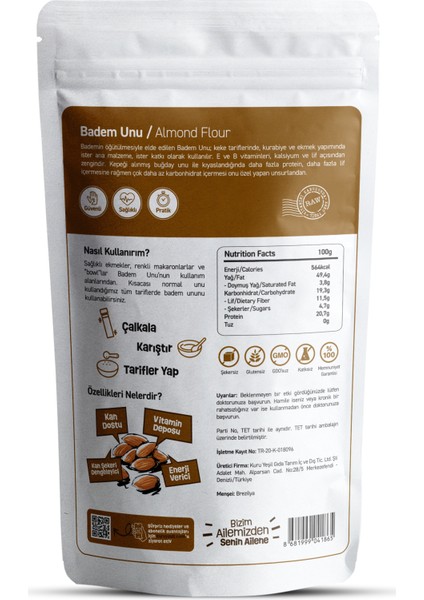 Badem Unu 500 gr – Yerli Manisa Üretimi Glutensiz Doğal Katkısız Un Alternatifi - 2li Paket fiyatları
