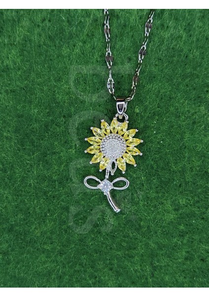 - Zirkon Taşlı Papatya Model Çelik Kolye fiyatları