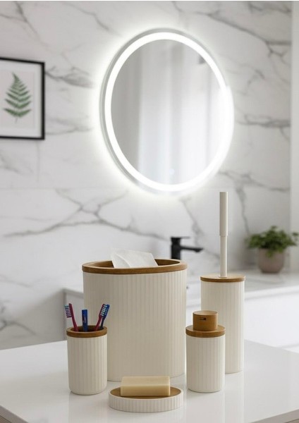 Banyo Çöp Kovası Beyaz 5 Parça Set Çizgili fiyatları