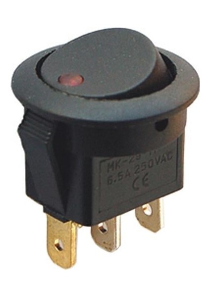 IC-132 Yuvarlak 3 Pinli 220 Volt Nokta Işıklı Açma-Kapama Anahtarı