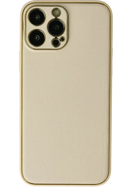 Iphone 13 Pro Kılıf Coco Deri Silikon Kapak - Gold