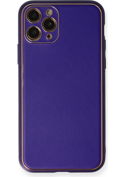 Iphone 11 Pro Kılıf Coco Deri Silikon Kapak - Mor