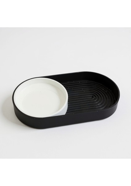 Çok Amaçlı Organizer Tabak Bardak Altlığı ve Atıştırmalık Sunumluk Siyah Beyaz Çerezlik Kahve Çay