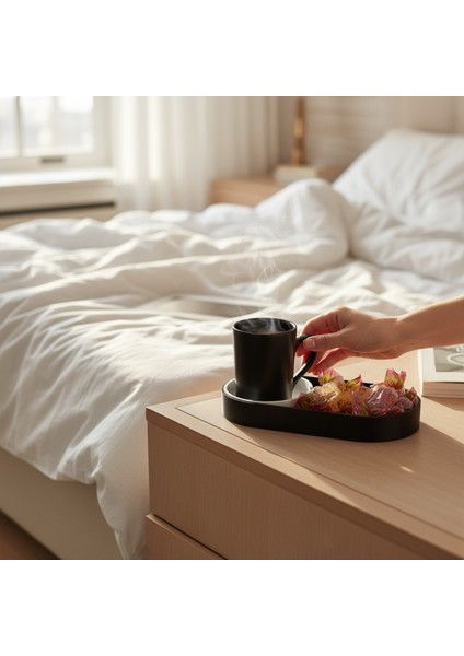 Çok Amaçlı Organizer Tabak Bardak Altlığı ve Atıştırmalık Sunumluk Siyah Beyaz Çerezlik Kahve Çay fiyatları