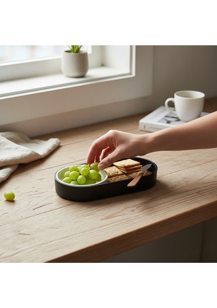 Çok Amaçlı Organizer Tabak Bardak Altlığı ve Atıştırmalık Sunumluk Siyah Beyaz Çerezlik Kahve Çay modelleri