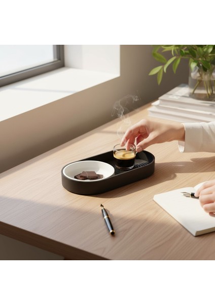 Çok Amaçlı Organizer Tabak Bardak Altlığı ve Atıştırmalık Sunumluk Siyah Beyaz Çerezlik Kahve Çay fırsatları