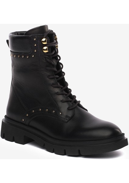 Kadın Siyah Hakiki Deri Military Bot 5K2DB35162