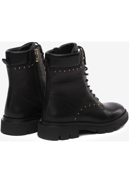 Kadın Siyah Hakiki Deri Military Bot 5K2DB35162
