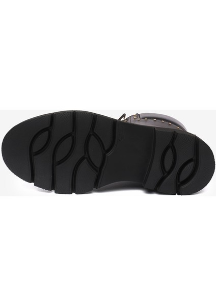 Kadın Siyah Hakiki Deri Military Bot 5K2DB35162