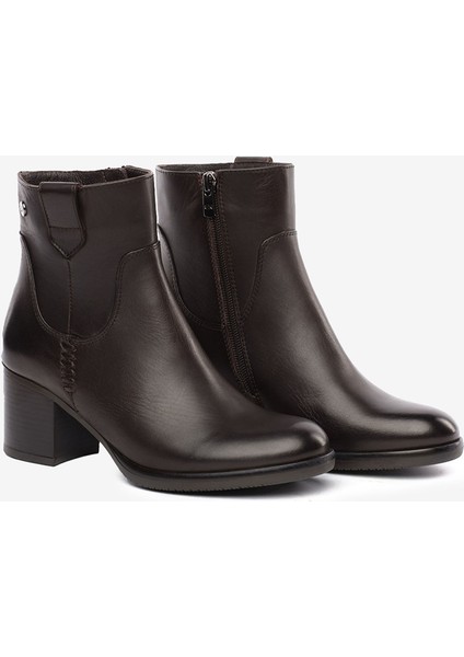 Kadın Kahverengi Hakiki Deri Topuklu Bot 5K2DB32031