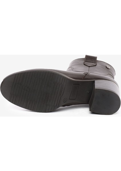 Kadın Kahverengi Hakiki Deri Topuklu Bot 5K2DB32031