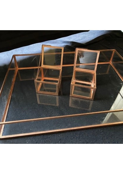 Cam Nişan Söz Tepsisi Çift Kare Yüzük Kutulu fiyatları