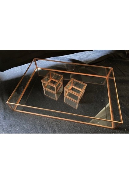 Cam Nişan Söz Tepsisi Çift Kare Yüzük Kutulu fırsatları