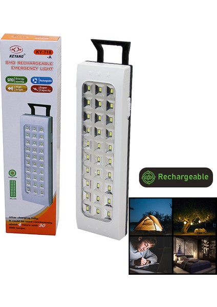 30 Smd LED Şarjlı Işıldak Fener - Emergency Lıght (4940)