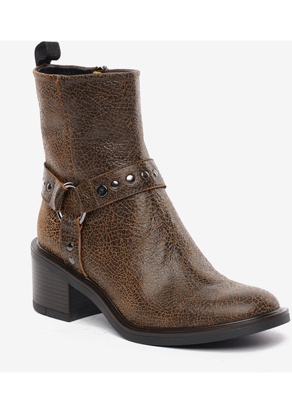 Kadın Kahverengi Hakiki Deri Topuklu Bot 5K2DB35330
