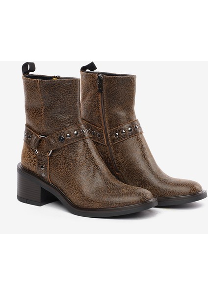 Kadın Kahverengi Hakiki Deri Topuklu Bot 5K2DB35330