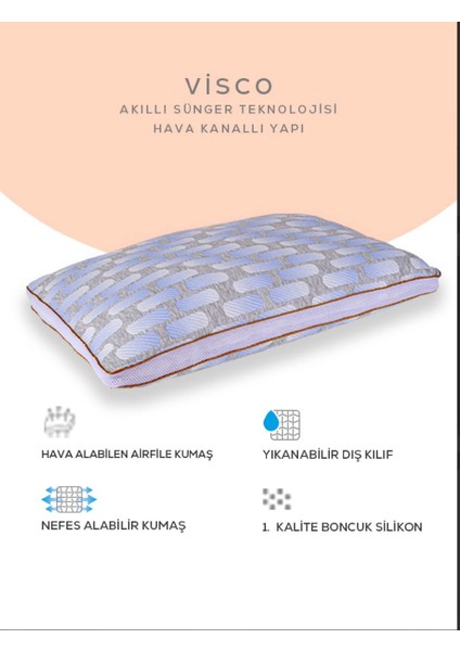 2 Adet Klimalı Yastık,pamuk Viskon Kumaşlı ve Cilt Dostu Yastık Hava Kanallı, Fermuarlı 1.kalite Silikon fiyatları